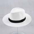 Cappello panama classico in paglia bianca con nastro grosgrain nero per protezione solare - 58cm / Bianco