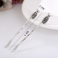 Barrette en alliage argenté avec motif poisson et strass noirs, taille 5,6 cm x 0,6 cm - Poisson Argent / Lot de 2