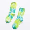 Tie-dye yellow and blue crew socks in a streetwear style for men and women - Neon Yellow