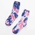 Tie-dye cotton mid-calf socks featuring blue, pink and white swirl patterns for women - Purple Series
