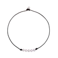 Handmade leather cord necklace featuring five natural freshwater pearls in black minimalist style - 5 Pearls Style (N0006)