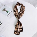 Elegant leopard print silk twilly scarf with black borders for hair and wrist styling - Leopard Yellow
