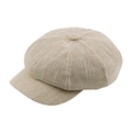 Classic beige and coffee plaid newsboy cap in textured polyester fabric - M (56-58cm) / Beige