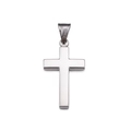Polished silver stainless steel cross pendant necklace with minimalist metal finish - Steel Style