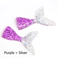 Resin mermaid tail charms in purple and silver gradient with glitter finish, set of 2 - Purple + Silver