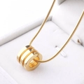 Collar minimalista de acero de titanio dorado con colgante cilíndrico pulido y cadena de serpiente - Dorado (B6005)