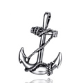 Silver stainless steel anchor pendant with twisted rope texture for men's necklace - Pendant Only (D29-03/1) / Silver