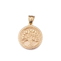 Poliertes Lebensbaum-Amulett in Goldoptik mit gewebtem Rand auf weißem Grund - Gold (KP77994-Z)