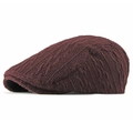 Winter knit newsboy cap in dark burgundy wool blend featuring classic cable-knit texture - Adjustable / Burgundy