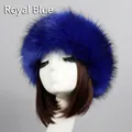 Bandeau en fausse fourrure bleu saphir pour femme chaleur hivernale chic - Taille unique / Bleu saphir
