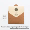 Vintage foliage greeting card with kraft envelope and best wishes sealing sticker - Leaf Whisper Card - Style D