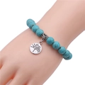 10mm turquoise beaded bracelet with silver tree of life charm and vintage metal spacer bead - Tree of Life 1 / Silver