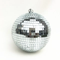 Silver mirror disco ball with square glass facets and hanging ring for party decoration - 20cm Silver