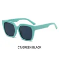 Square green frame sunglasses with dark gray lenses in a stylish oversized PC plastic design - Green Frame Grey Lens