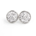 Macro view of 12mm silver stainless steel stud earrings with shimmering druzy glitter texture - Pure Silver (21)