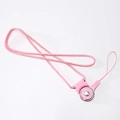Pink braided lanyard with quick-release swivel hook for ID badges and card holders - Round Rope Lanyard (Pink)