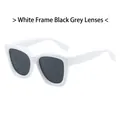 Fashionable white frame cat eye sunglasses with grey lenses for a retro Y2K style look - White Frame Dark Grey Lens