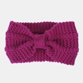 Detailed macro view of the magenta thick knit headband with decorative central knot - Rose Red