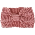 Detail of a pink knit headband featuring a bohemian twisted knot and soft wool texture - Dusky Pink