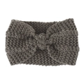 Macro view of thick knit texture and decorative twisted knot on grey headband - Khaki