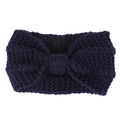 Macro detail of dark blue knitted headband showing thick yarn texture and knot design - Navy Blue
