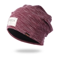 Gorro de punto granate unisex de doble capa con parche Rock y forro cálido - Forro de Lana / Burdeos