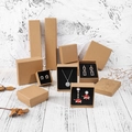 Vintage dark kraft paper jewelry boxes in square and rectangular shapes with sponge inserts - 5*5*3 With Sponge / Kraft Paper (Natural)