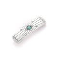 Vintage zilveren haarklem met turquoise en radiale geometrische gravure - Antiek Zilver