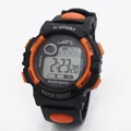 Digital sports watch for children in black and orange with a silicone strap and LCD screen - Large / Orange