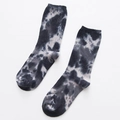 Wadenhohe Baumwollsocken mit einzigartigem schwarz-weißem Batikmuster auf weißem Grund - Dunkelgrün