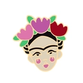 Artistic Frida Kahlo enamel pin badge with vibrant floral headpiece and gold plating - Frida Kahlo Portrait