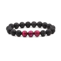 10mm volcanic lava rock and rose red tiger eye stone beaded bracelet for men and women - 3 Rose Red Tiger Eye Beads + Lava Stone