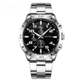 CHENXI men's silver stainless steel business sports watch with black chronograph dial - Black
