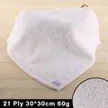 White cotton 30x30cm square towel with 21-ply yarn loop texture for hotels - 21 Ply 60g (30*30cm)