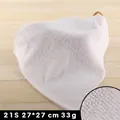 White 100% cotton square towel with brown hanging loop, 27x27cm, soft looped texture - 21S 33g (27*27cm)