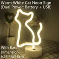 Cat shaped neon decorative lamp with warm light and white base, battery or USB powered - Cat Warm Light