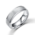 Minimalist matte titanium steel band ring with polished edges for men and women - US 10 / 6mm Wide Frosted Silver