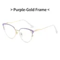 Occhiali anti luce blu gatto con montatura in metallo bicolore viola e oro - Montatura Viola Oro