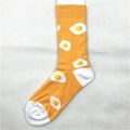 Orange crew socks with fried egg pattern featuring white toe and heel accents - Fried Egg (1288C)