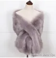 Faux fox fur shawl wrap in grey with black tips for evening dresses and formal events - Grey with Black Tips