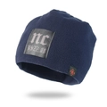 Gorro de forro polar azul marino para hombre con parche de cuero y forro térmico - Talla única / Azul marino