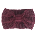 Detail of burgundy thick knit ear-warmer headband with bohemian style bow texture - Burgundy
