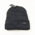 Berretto invernale in maglia grigio antracite con logo in metallo e trama a costine - Stile Con Bordo Risvoltato e Logo in Metallo / grigio scuro