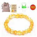 Baltic amber baby bracelet with authentication certificate and accessories set - Frosted Golden Amber
