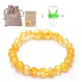 Baltic amber baby bracelet with authentication certificate and accessories set - Frosted Golden Amber