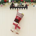 Christmas stocking with 3D skiing snowman on red velvet and plaid trim for holiday decor - Snowman