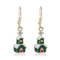 Orecchini a goccia casetta di Natale verde con finitura dorata e croce di strass - KC Oro Rosso Verde
