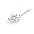 Barrette argentée ornée de cristaux marquise sur une tige métallique polie épurée - Argenté