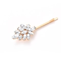Barrette dorée élégante ornée de cristaux scintillants en forme de feuilles - Doré