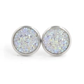 Macro shot of 12mm stainless steel stud earrings featuring rainbow druzy crystal inlay - Rainbow (9)